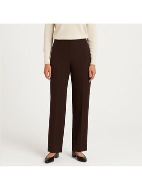 COLDWATER CREEK Stretch Poly Rayon Wide Leg Flat Front Trousers Dark Brown Sz 16